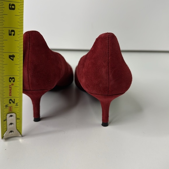 Enzo Angliolini Red Suede Kitten Heels - Picture 6 of 11